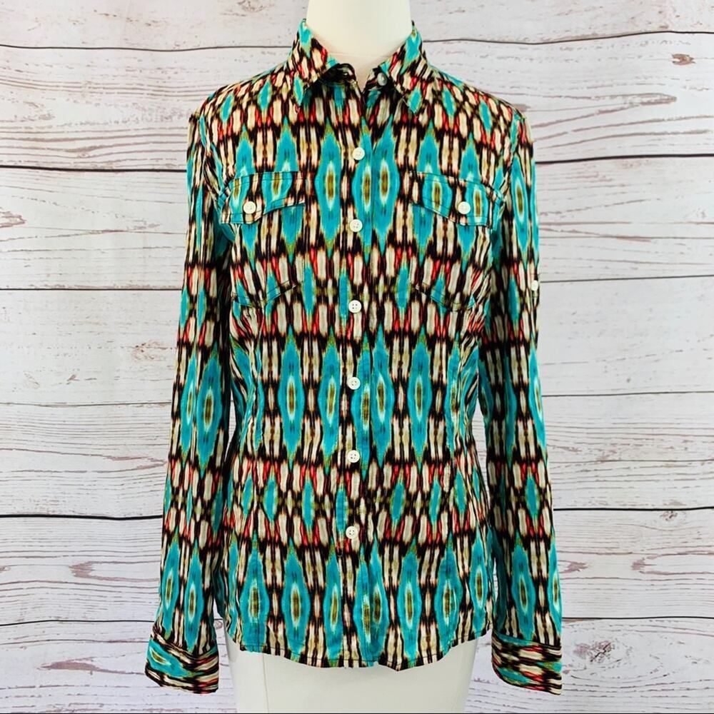 Jones New York Sport turquoise button front